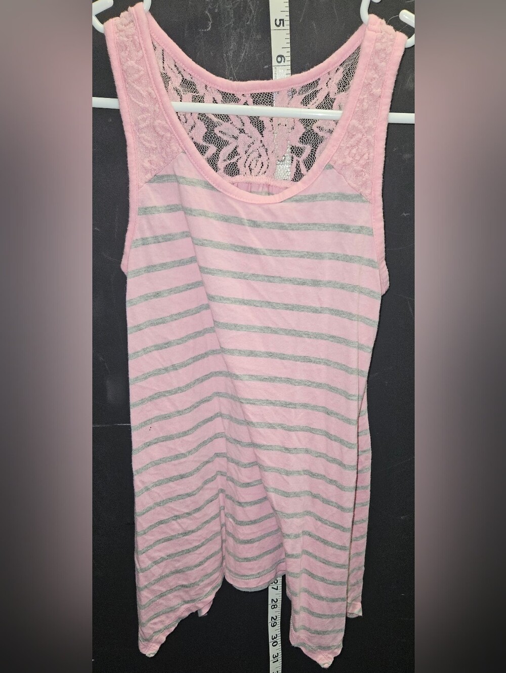 Justice Girls' Pink Striped Lace-Back Tank Top Tunic Size 10